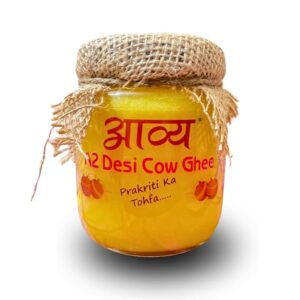 Aavya Organics A2 Desi Cow Ghee from Grass Fed Sahiwal Cows | Glass Jar (500 ML)