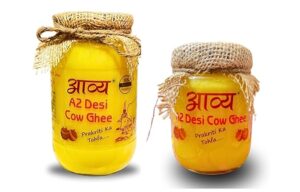 Aavya Organics A2 Desi Cow Ghee, Glass Jar Combo Pack of 1 Litre +500ML